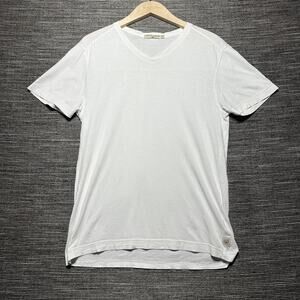 Agave Denim Shirt Men's Small White V Neck Short Sleeve Supima K-1401